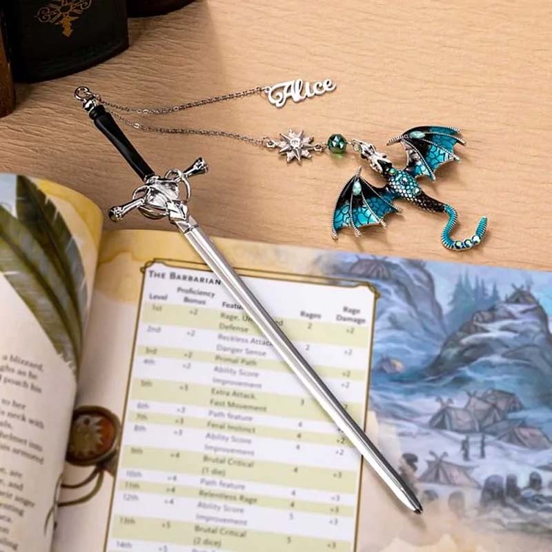 🐉 Your Name on a Fantasy Dragon Sword Bookmark!