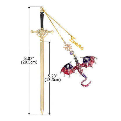 🐉 Your Name on a Fantasy Dragon Sword Bookmark!