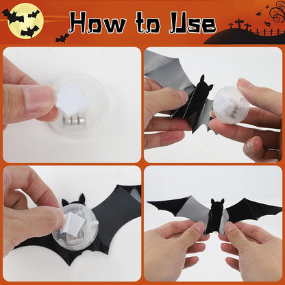 🎃👻Lighted 3D Bat Wall Decor 🦇 Spooky Halloween Party & Indoor Outdoor Home Stickers