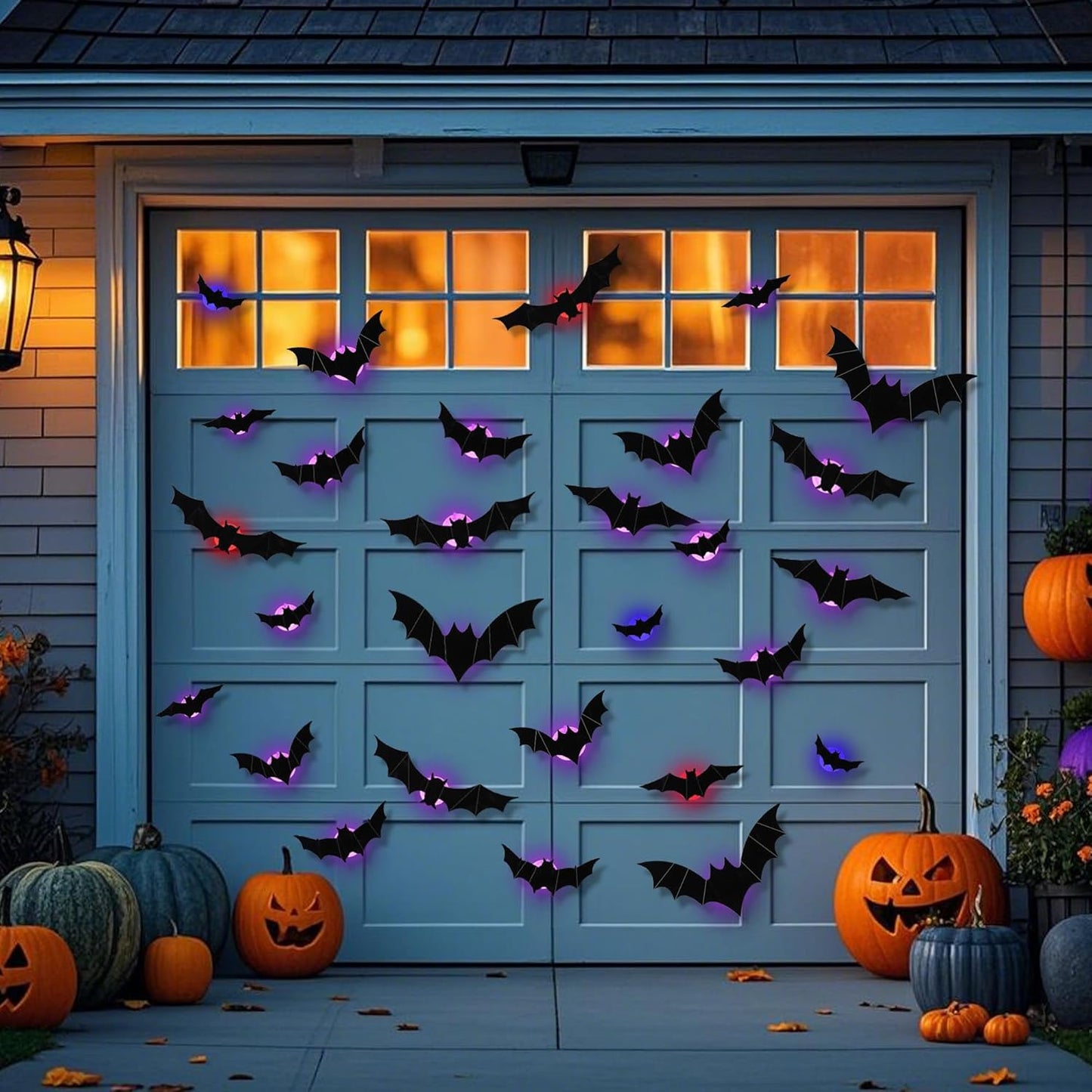 🎃👻Lighted 3D Bat Wall Decor 🦇 Spooky Halloween Party & Indoor Outdoor Home Stickers