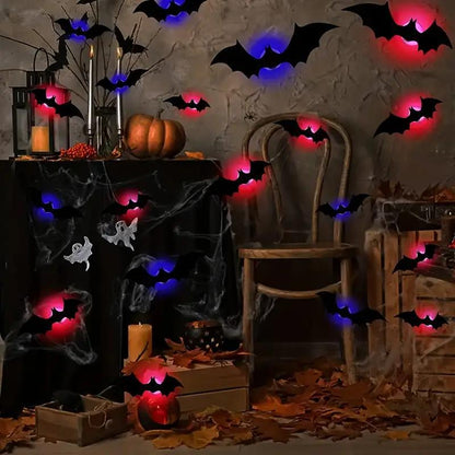 🎃👻Lighted 3D Bat Wall Decor 🦇 Spooky Halloween Party & Indoor Outdoor Home Stickers